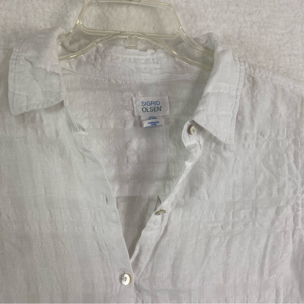Sigrid Olson Oversized White Linen Button Down To… - image 5